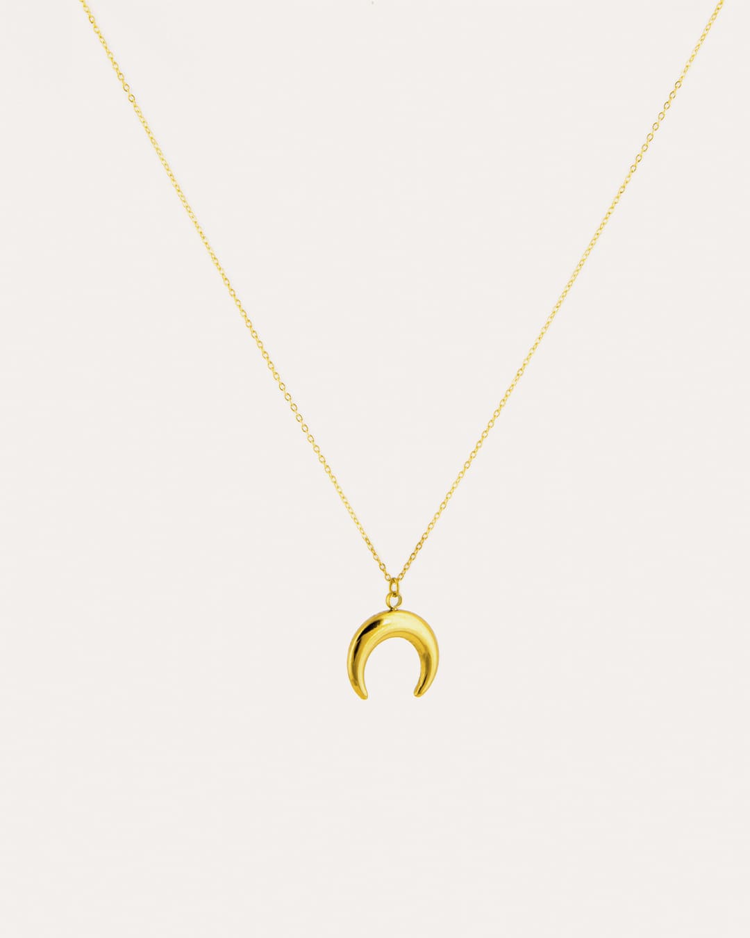 Collar Acero Luna Invertida Dorada