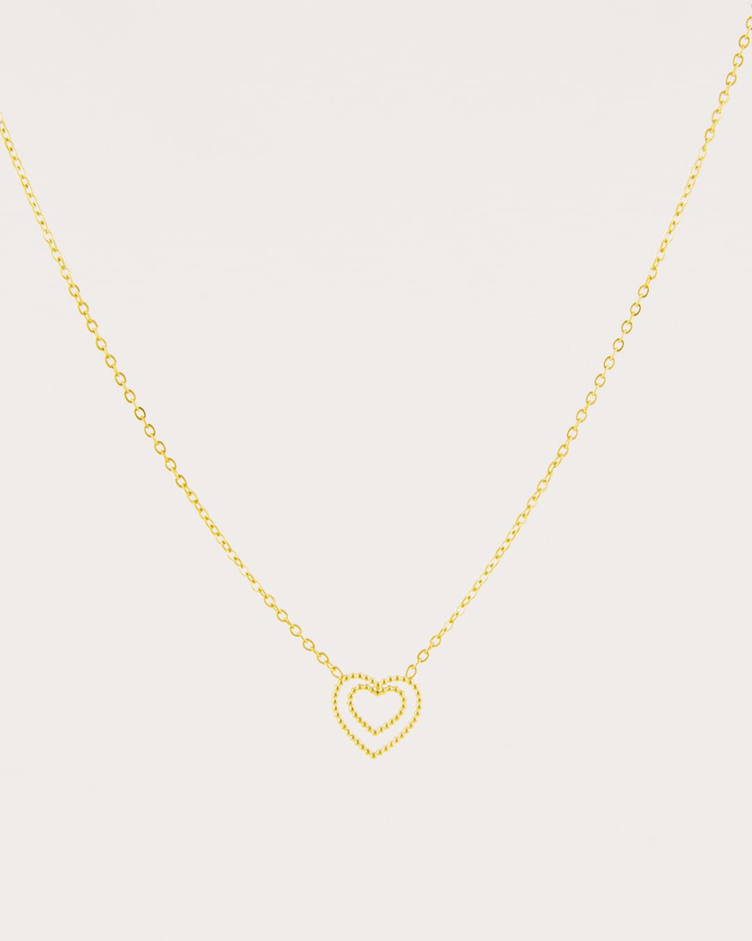 Collar Acero Corazones Labrado Dorado