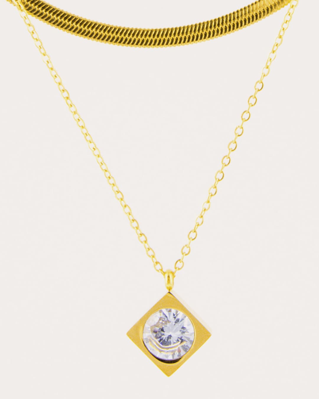 Collar Acero Doble Dorado