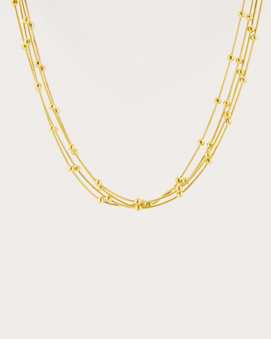 Collar Acero Bolitas Dorado