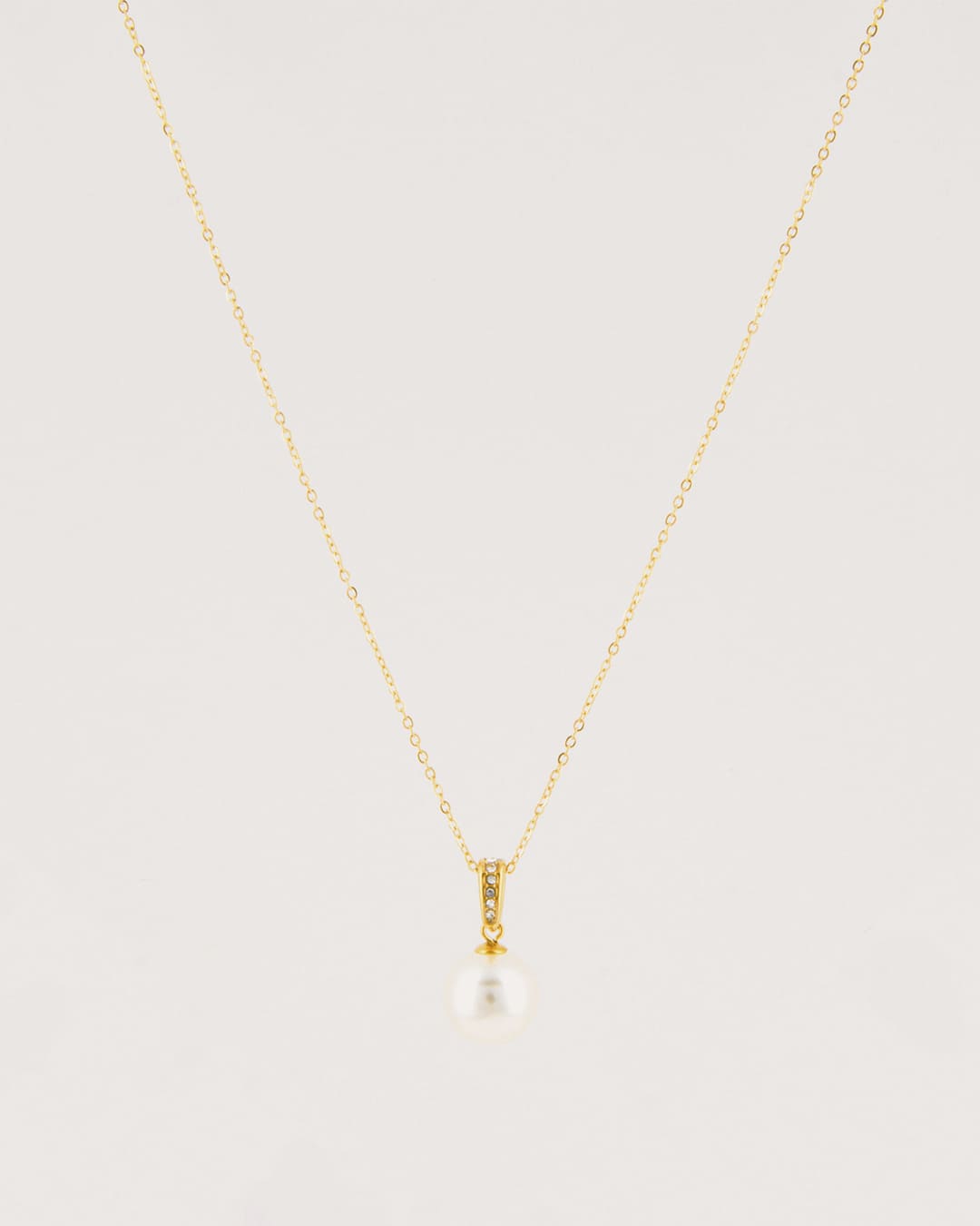 Collar Acero Perla y Cristal Dorado