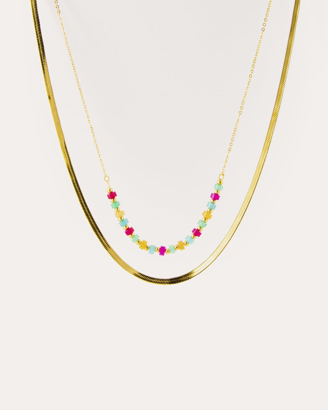 Collar Acero Doble Colores Dorado