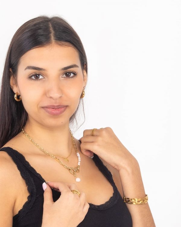 Collar Acero Corazones Labrado Dorado - Joyitas de Acero