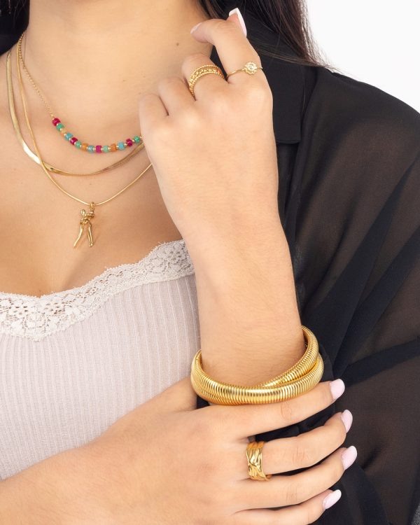 Collar Acero Doble Colores Dorado - Joyitas de Acero