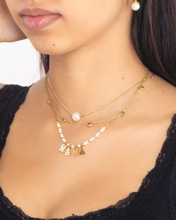 Collar Acero Mama Perlas Dorado - Joyitas de Acero