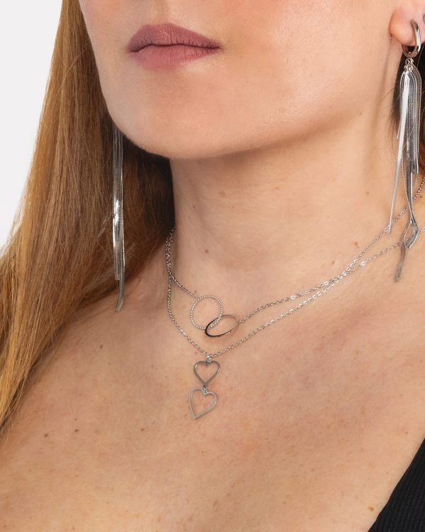 Collar Acero Círculos Plateado - Joyitas de Acero