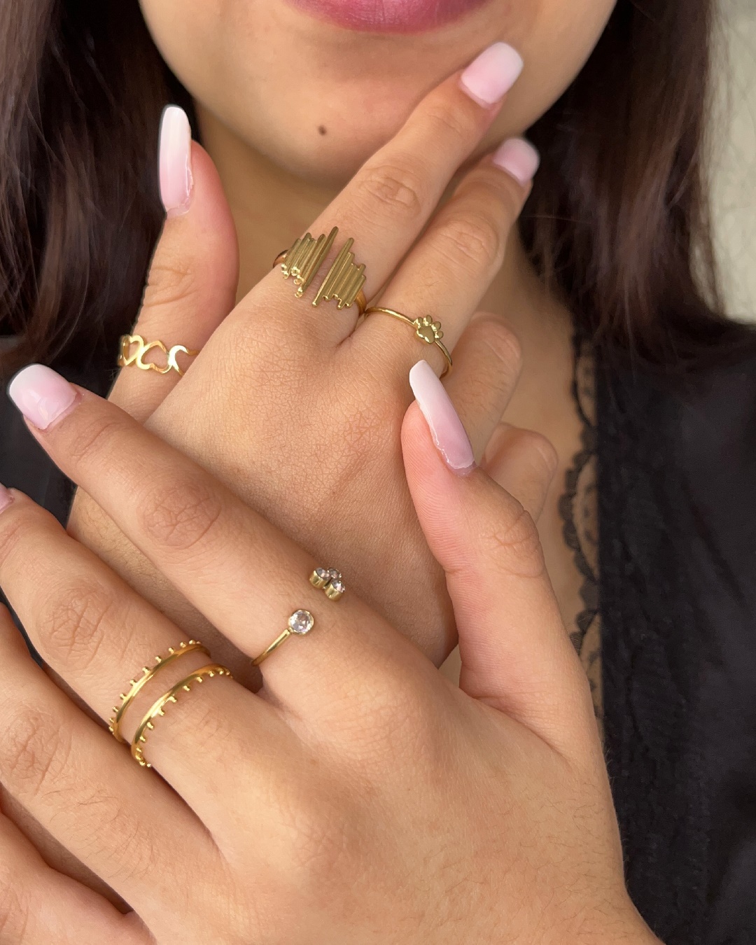 Anillo Acero Nuria Dorado