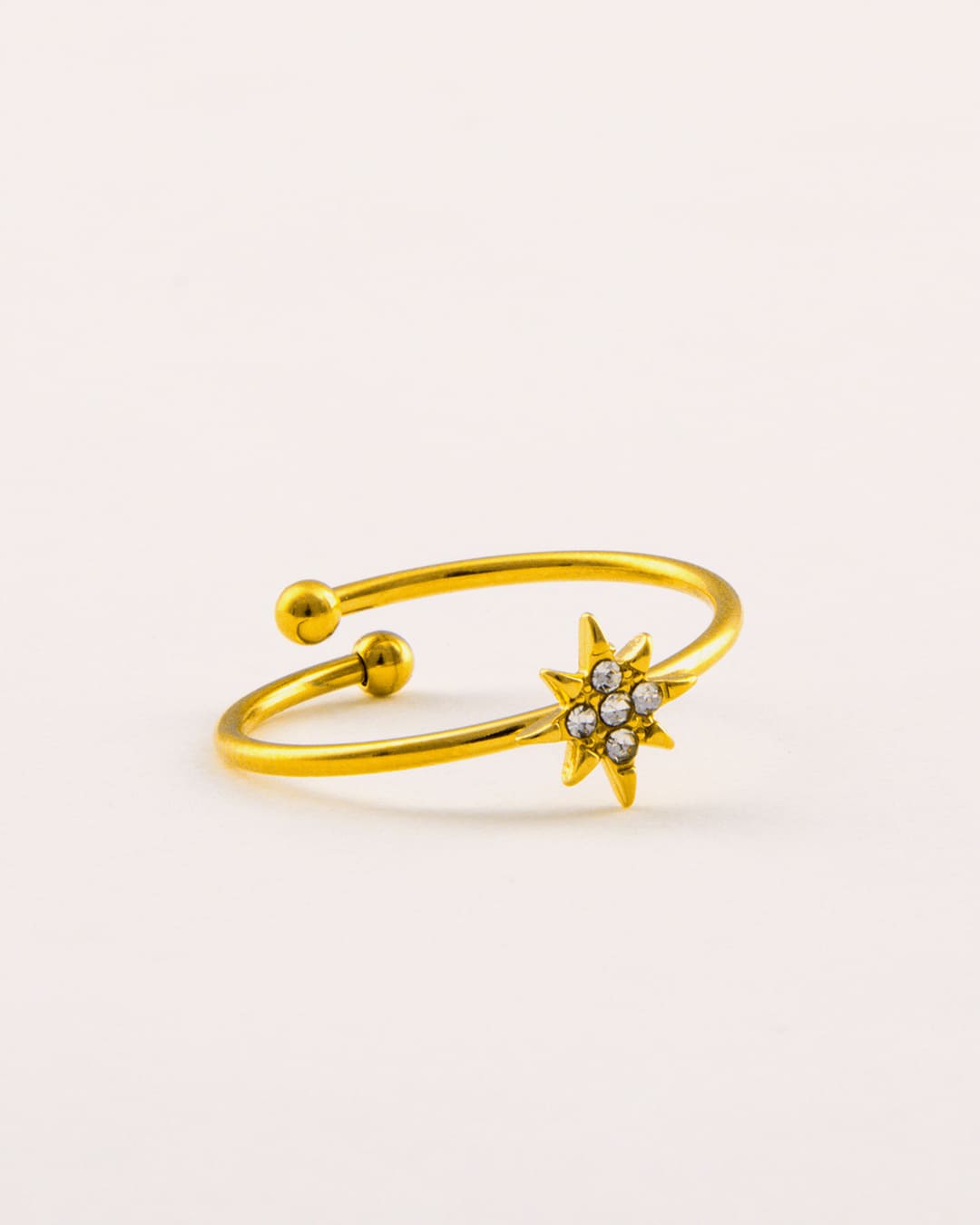 Anillo Acero Estrella Dorado