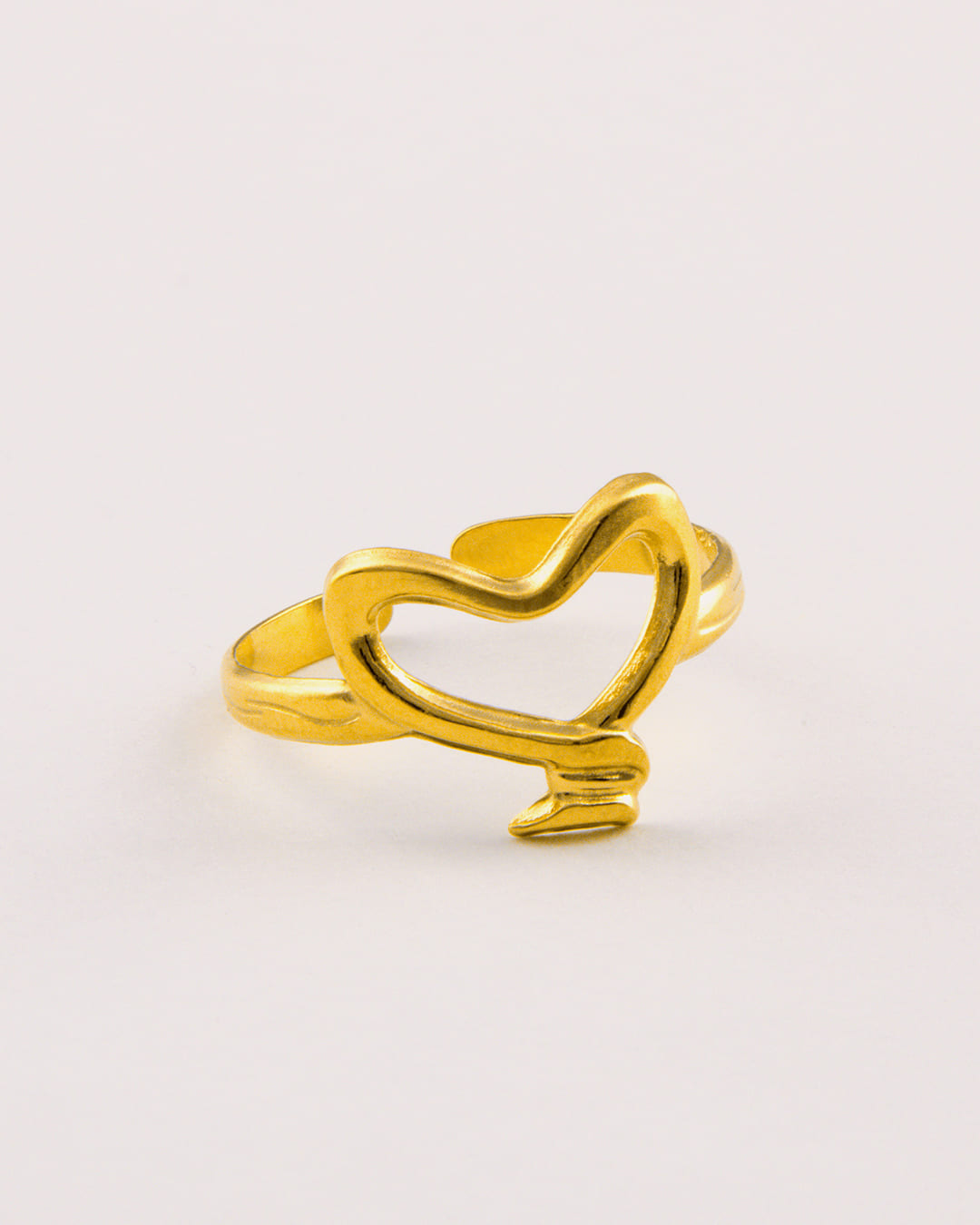 Anillo Acero Corazón Dorado