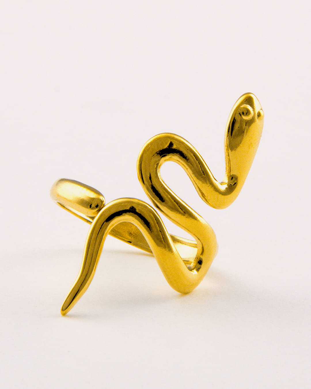 Anillo Acero Serpiente Dorado