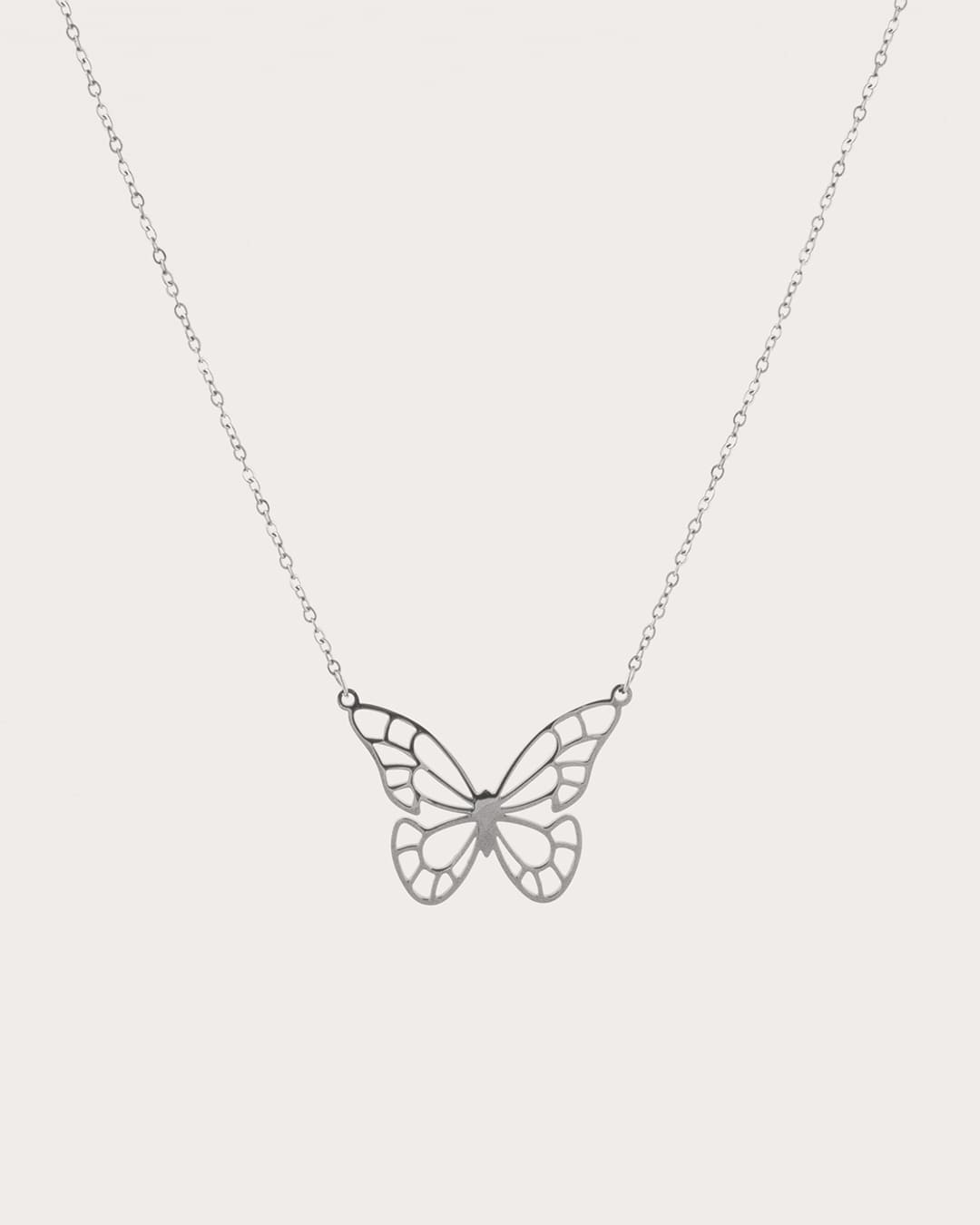 Collar Acero Mariposa Plateado
