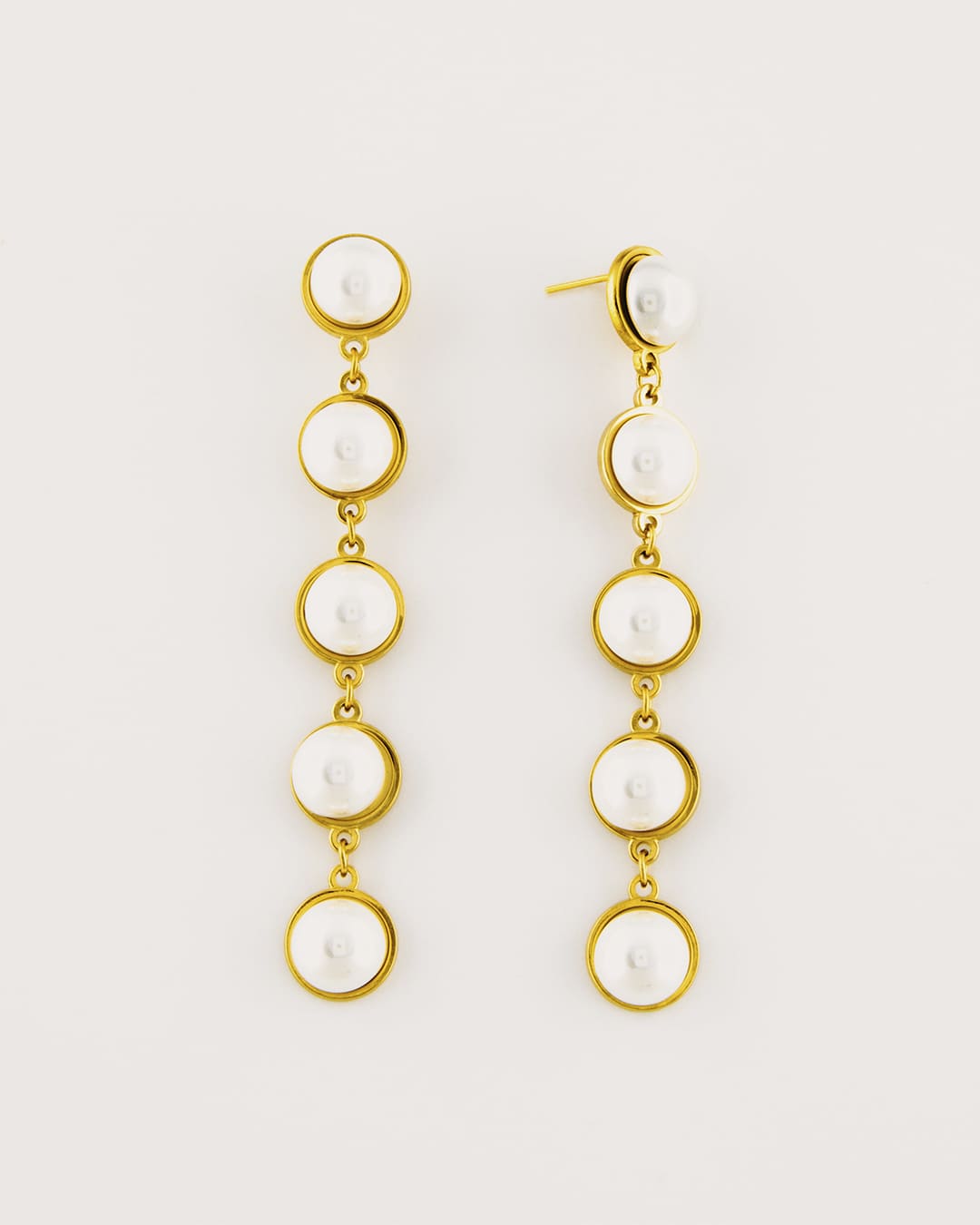 Pendiente Largo Perlas Dorado