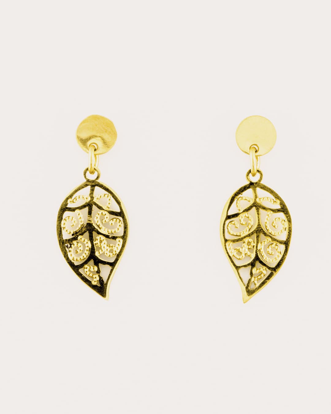 Pendiente Acero Hoja Dorado