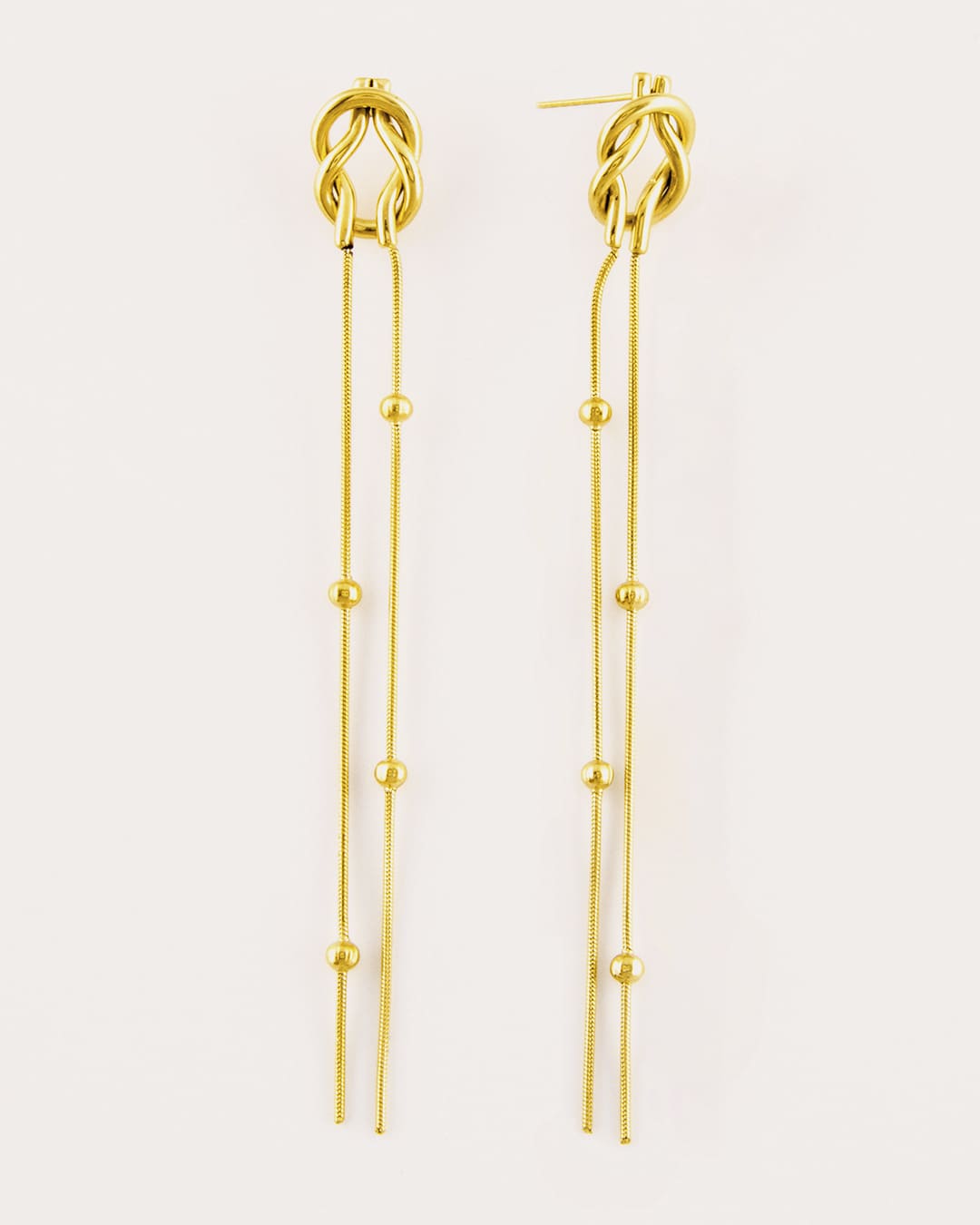 Pendiente Acero Largo Nudo Dorado