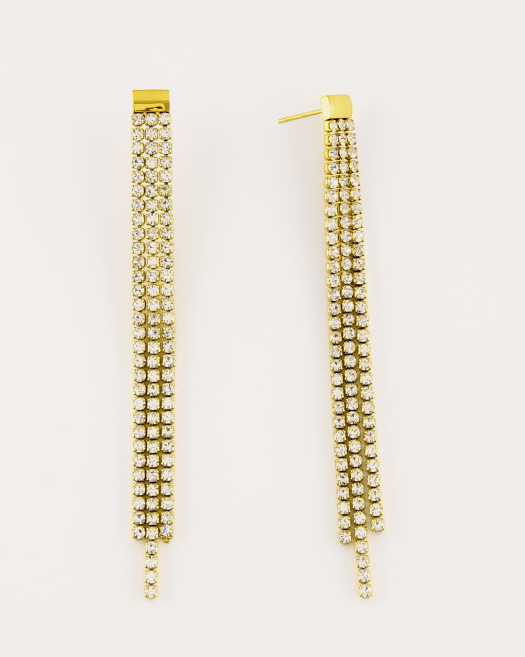 Pendiente Largo Strass Acero Dorado