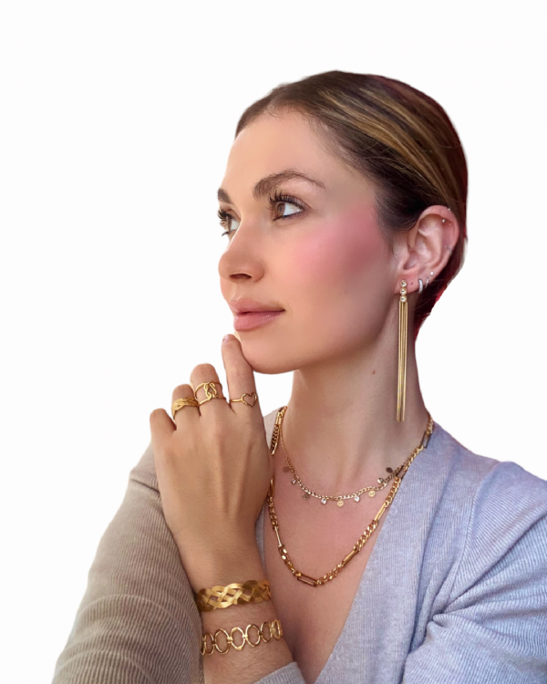 Pendiente Largo Akira Acero Dorado - Joyitas de Acero