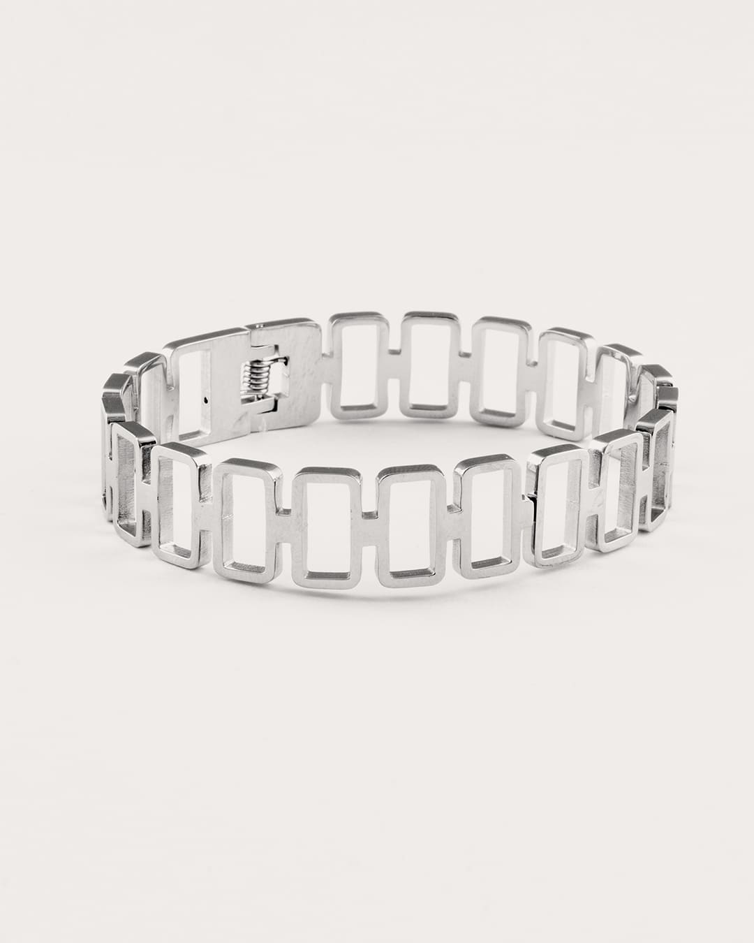 Pulsera Acero Rectángulos Plateada