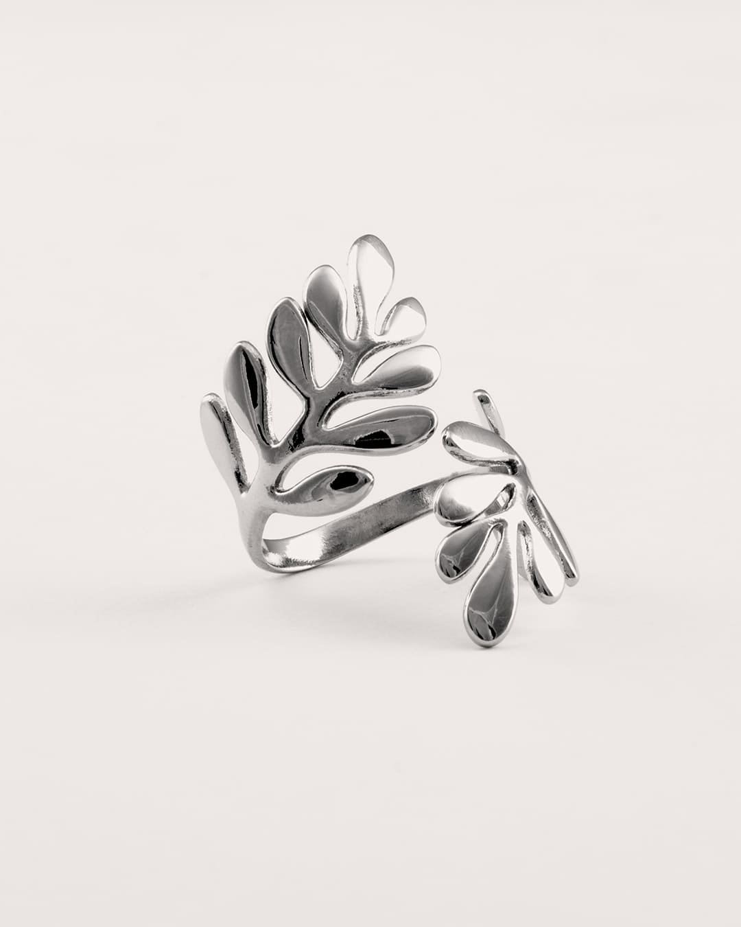 Anillo Acero Olivo Plateado