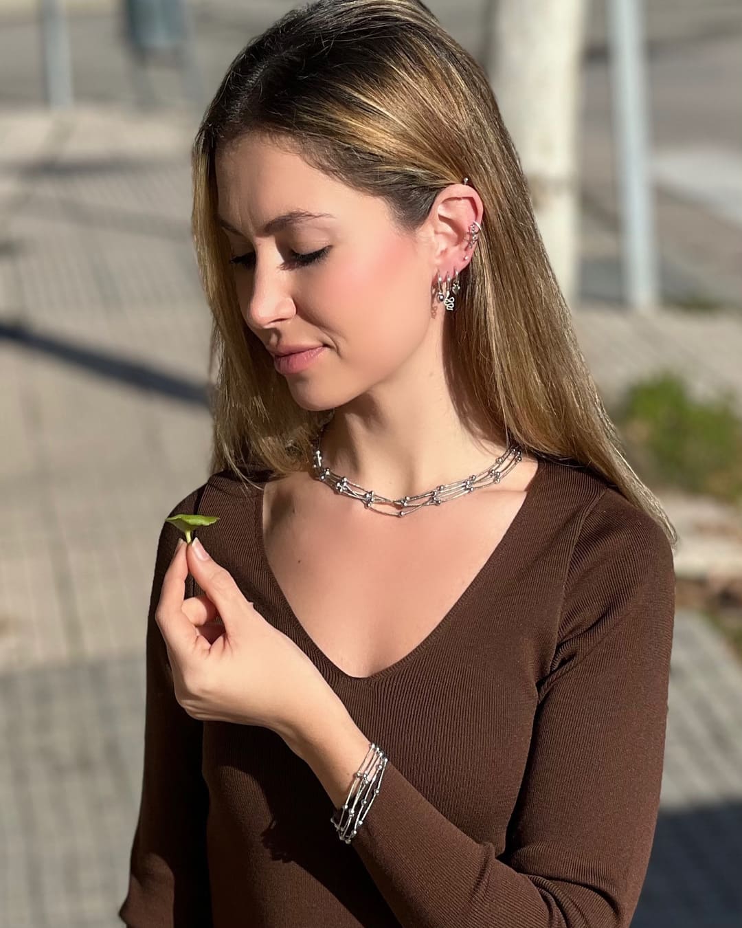 Collar Acero Bolitas Plateado