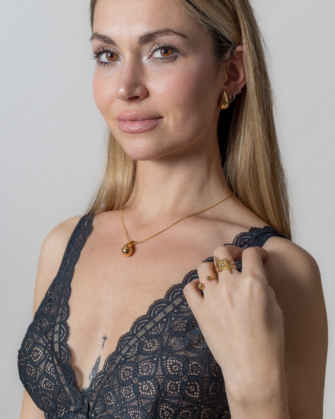 Collar Gota Acero Dorado