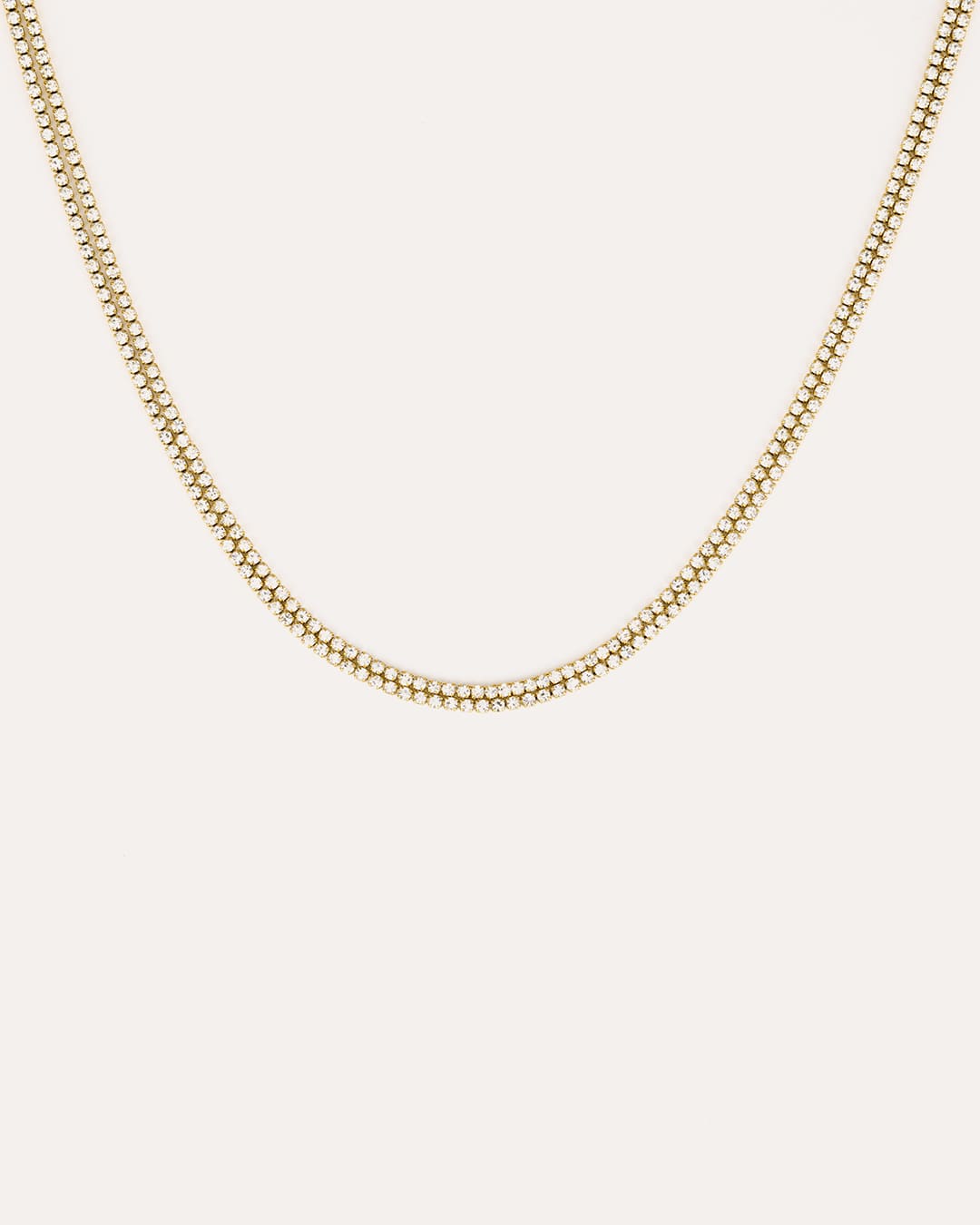 Collar Doble Acero Cristal Dorado