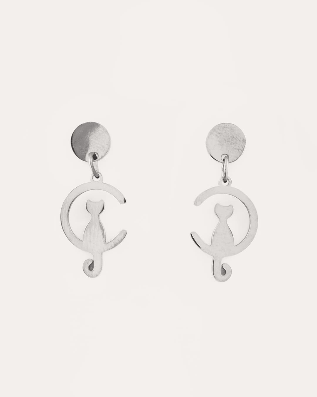 Pendiente Acero Gato Plateado