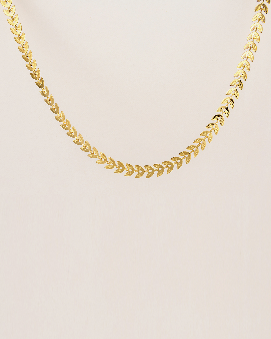 Collar Acero Laurel Dorado