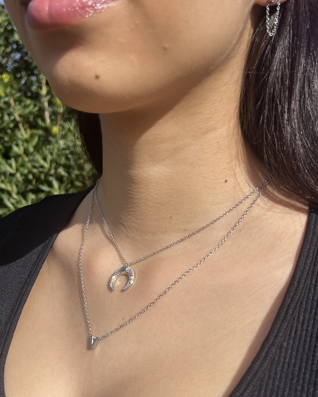 Collar Acero Luna Color