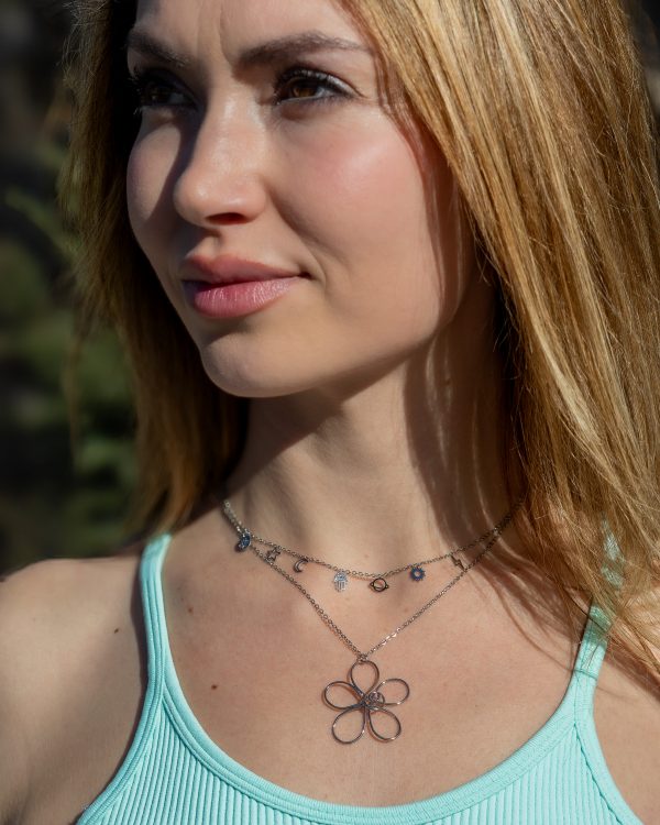 Collar Acero Flor 3D - Joyitas de Acero