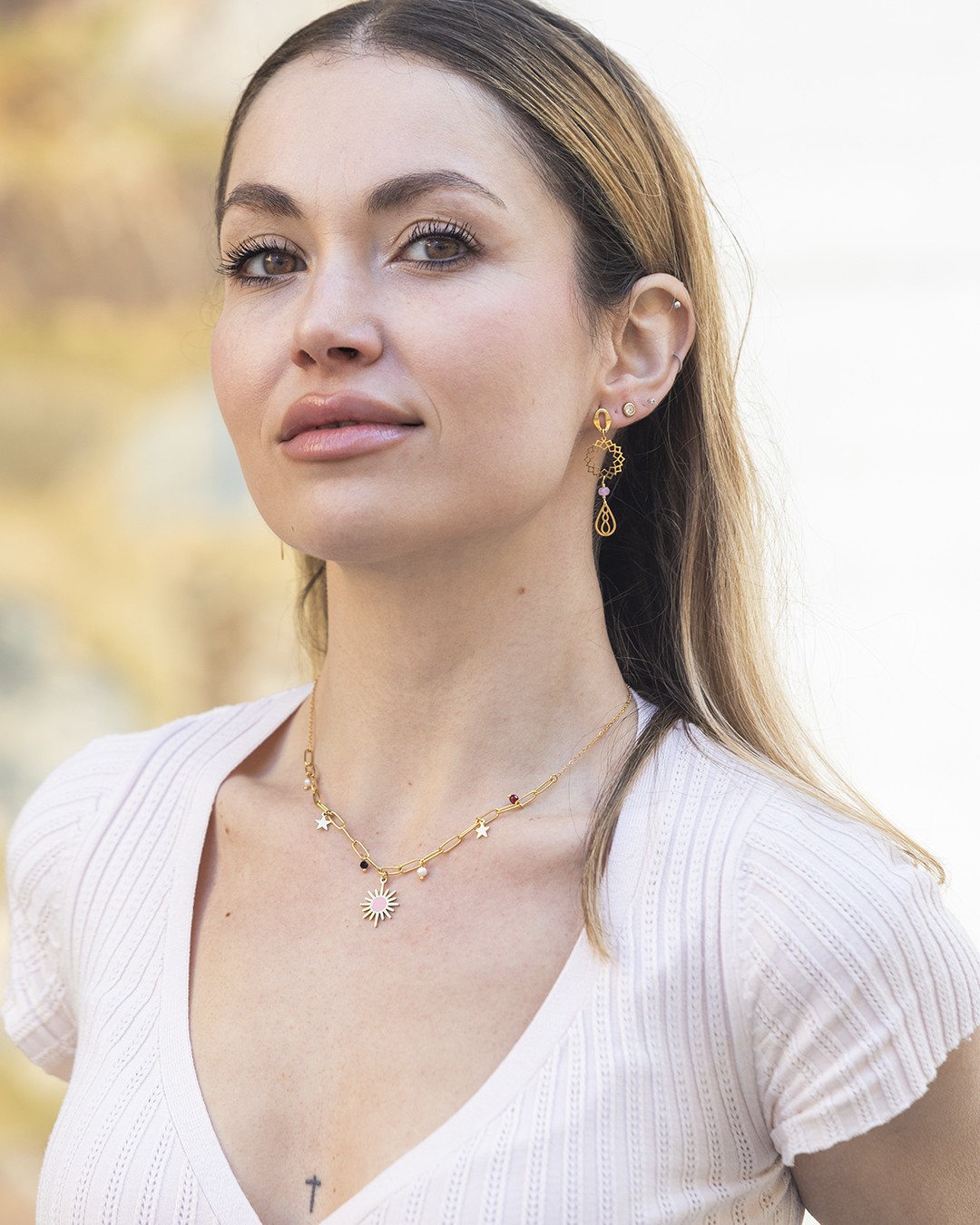 Collar Acero Cosmo Rosa