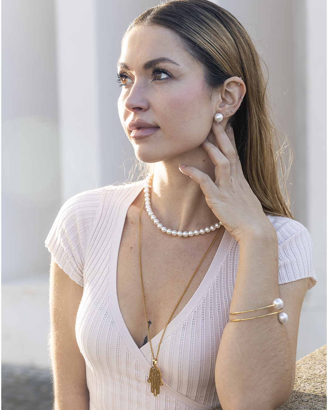 Collar Acero Perlado
