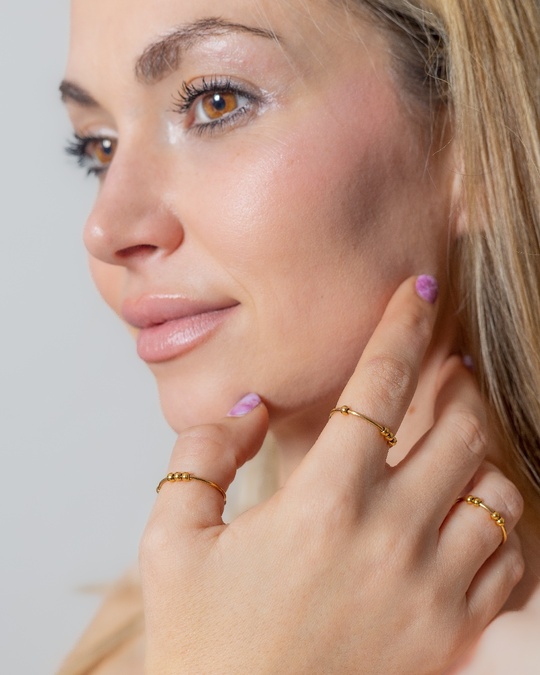 Anillo Acero Antiestrés Dorado