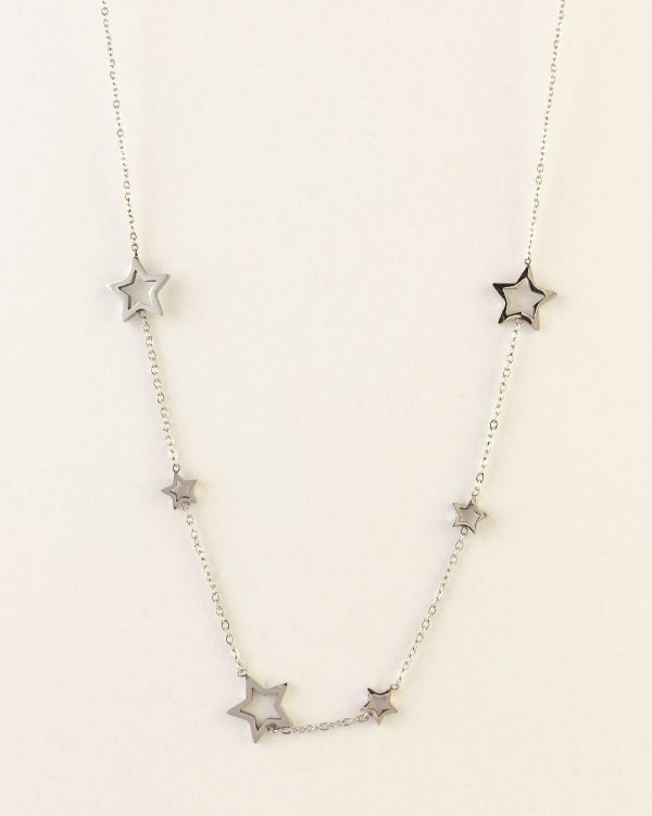 Collar Acero Estrellas Plateado - Joyitas de Acero