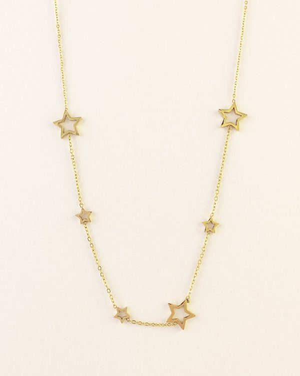 Collar Acero Estrellas Dorado - Joyitas de Acero