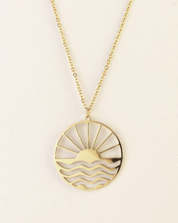 Collar Acero Puesta De Sol Dorado - Joyitas de Acero