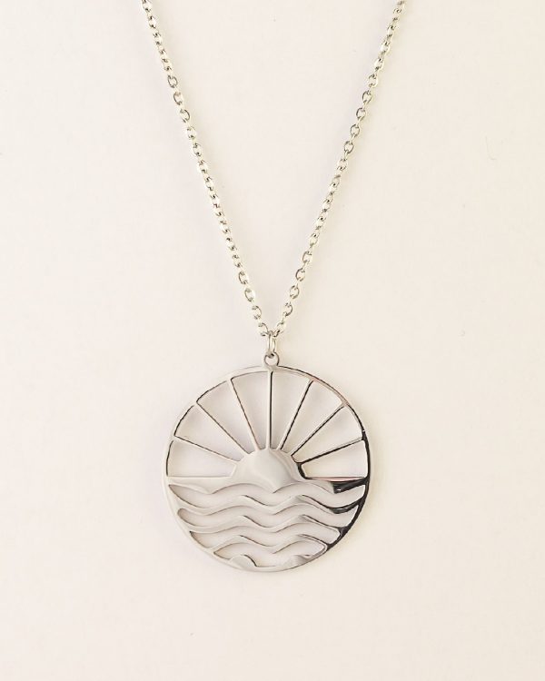 Collar Acero Puesta De Sol Plateado - Joyitas de Acero