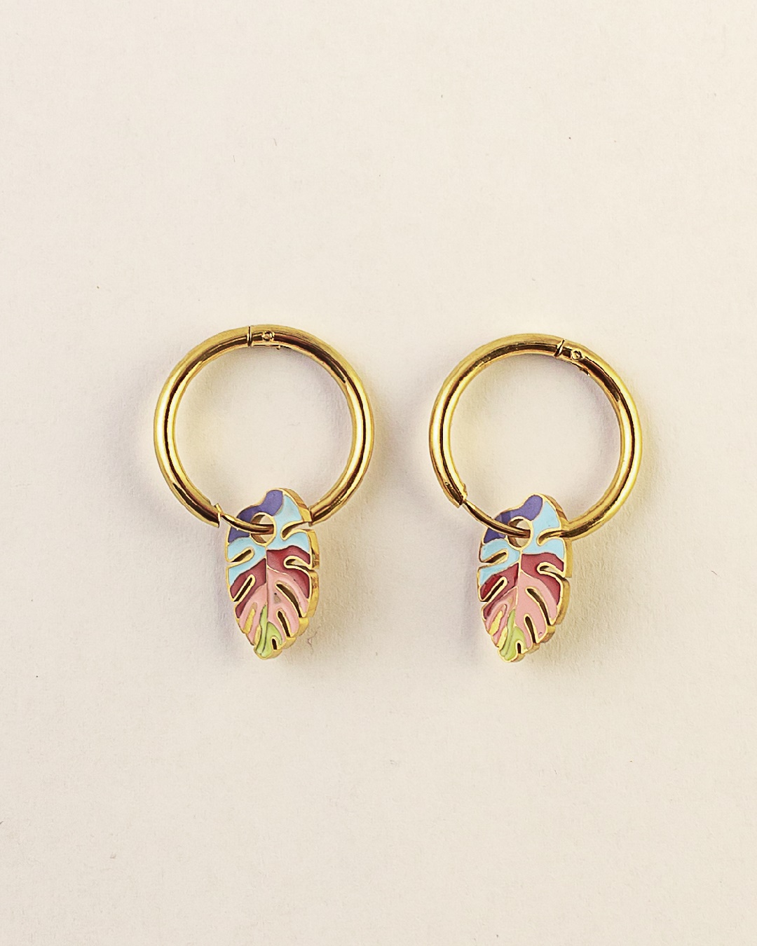 Aros Acero Hojas De Colores