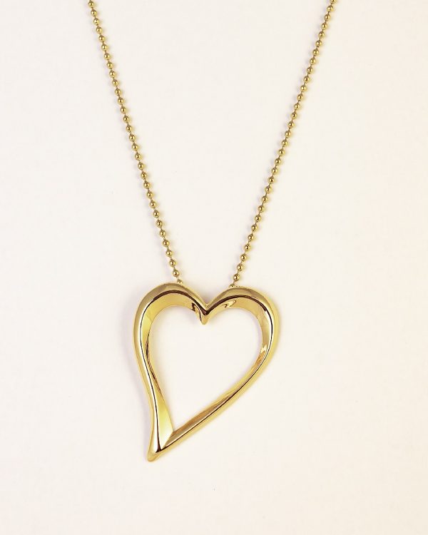 Collar Acero Largo Corazón Dorado - Joyitas de Acero