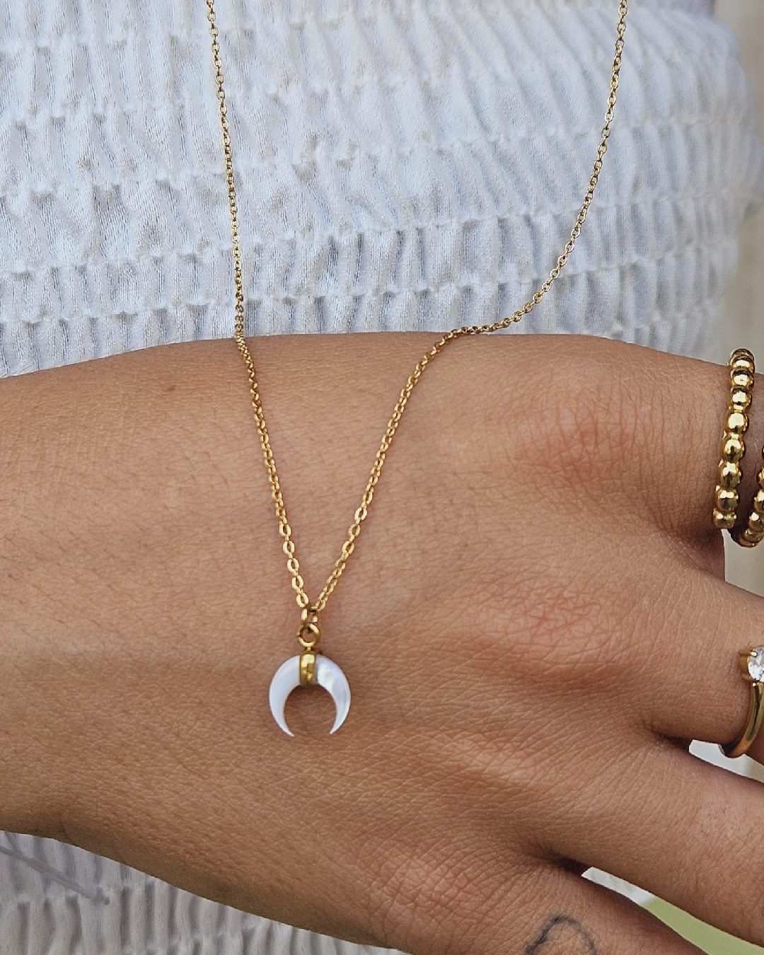 Collar Acero Moonset Nácar