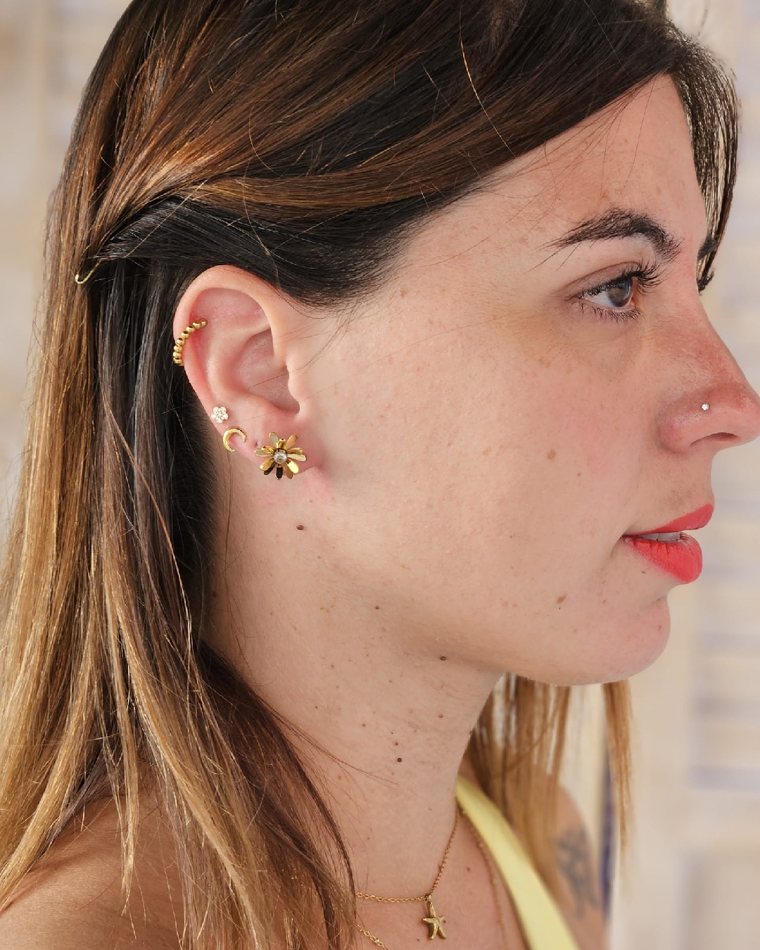 Pendientes Acero Flor