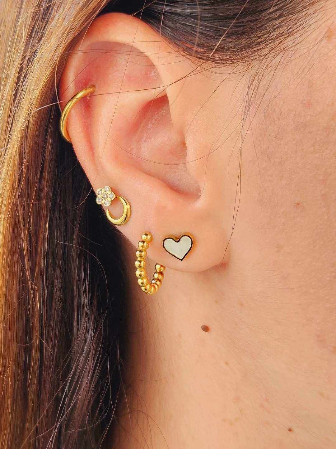 Pendientes Acero Cuore Nácar