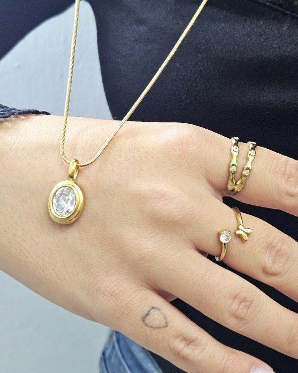 Collar de acero con baño de oro - Joyitas de Acero