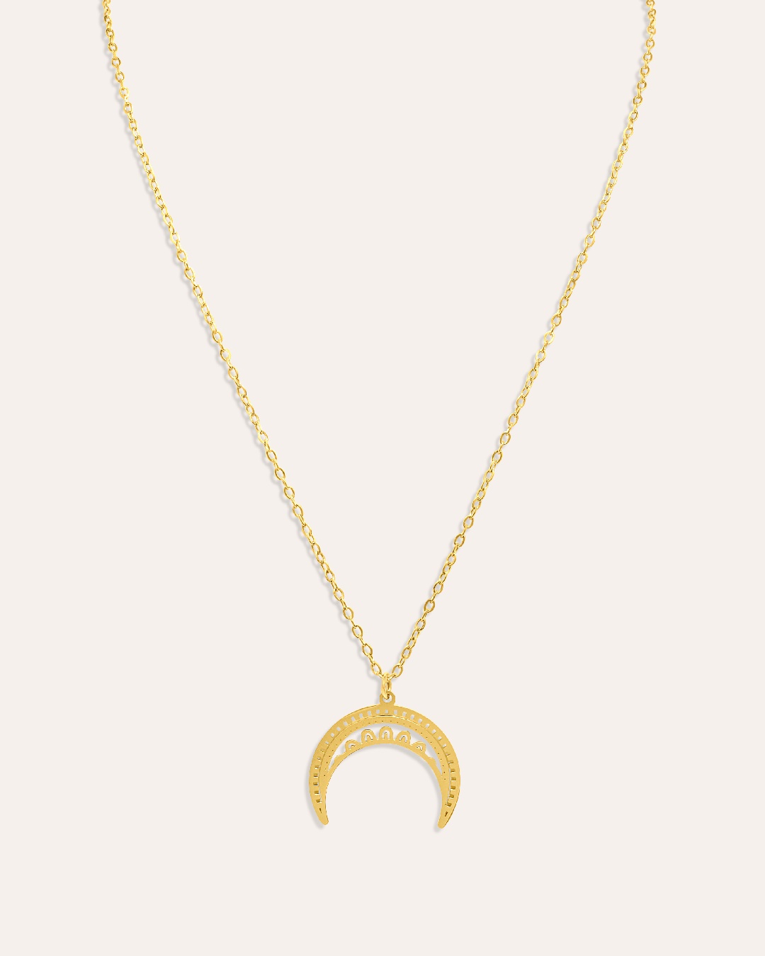 Collar Acero Luna Invertida Labrada