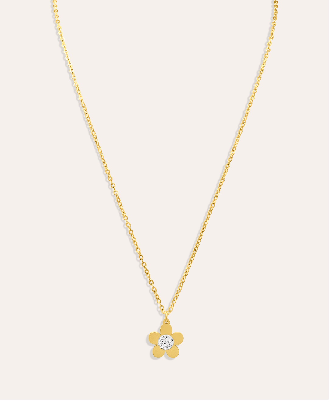 Collar Acero Flor Y Cristal