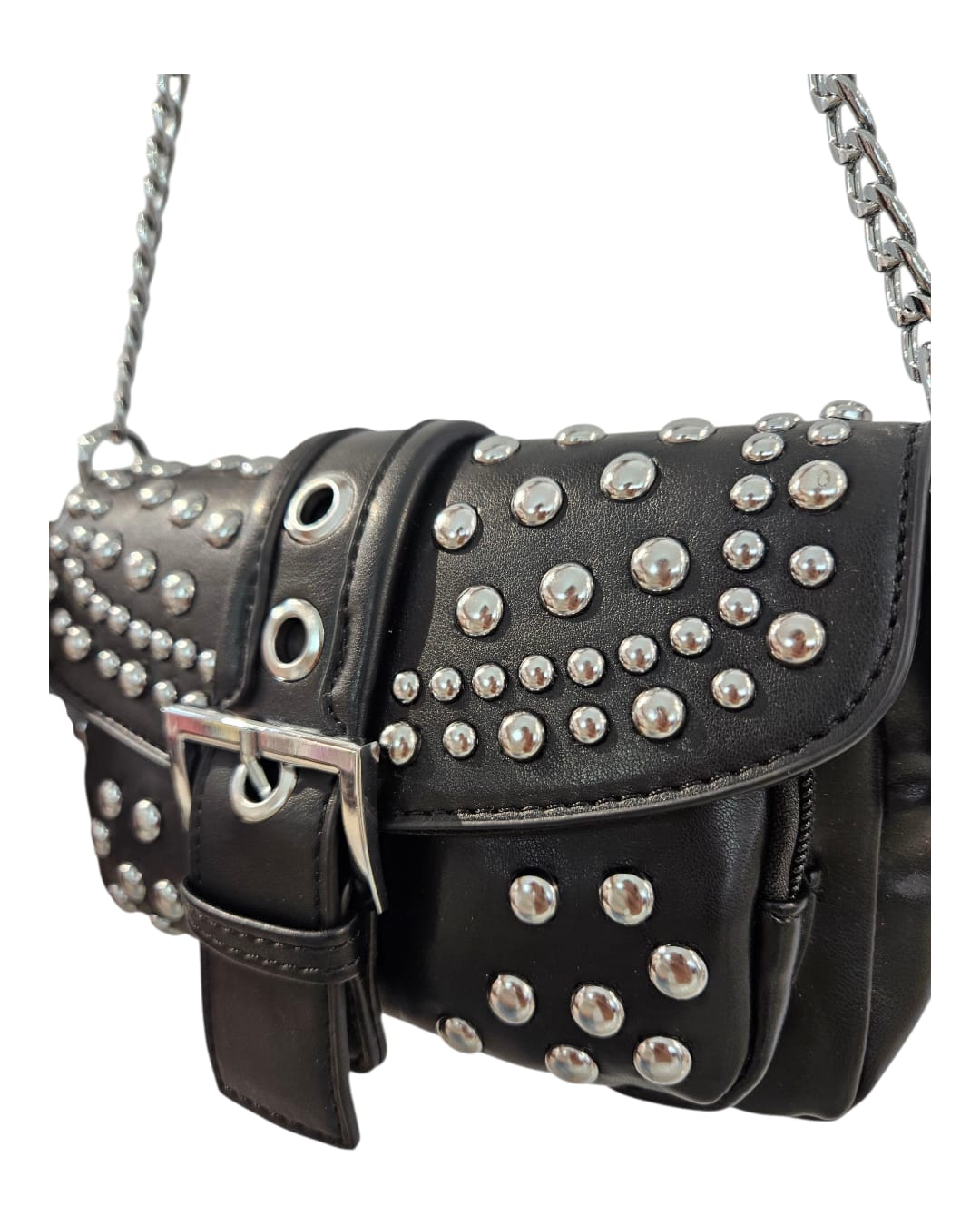 Bolso Tachas Con Asa de Cadena