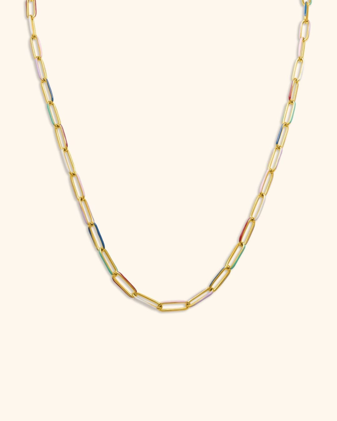 Collar Acero Eslabones Arcoíris