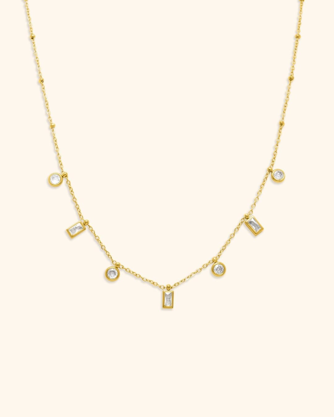 Collar Acero Inoxidable Gemas Del Sol Cristal Blanco