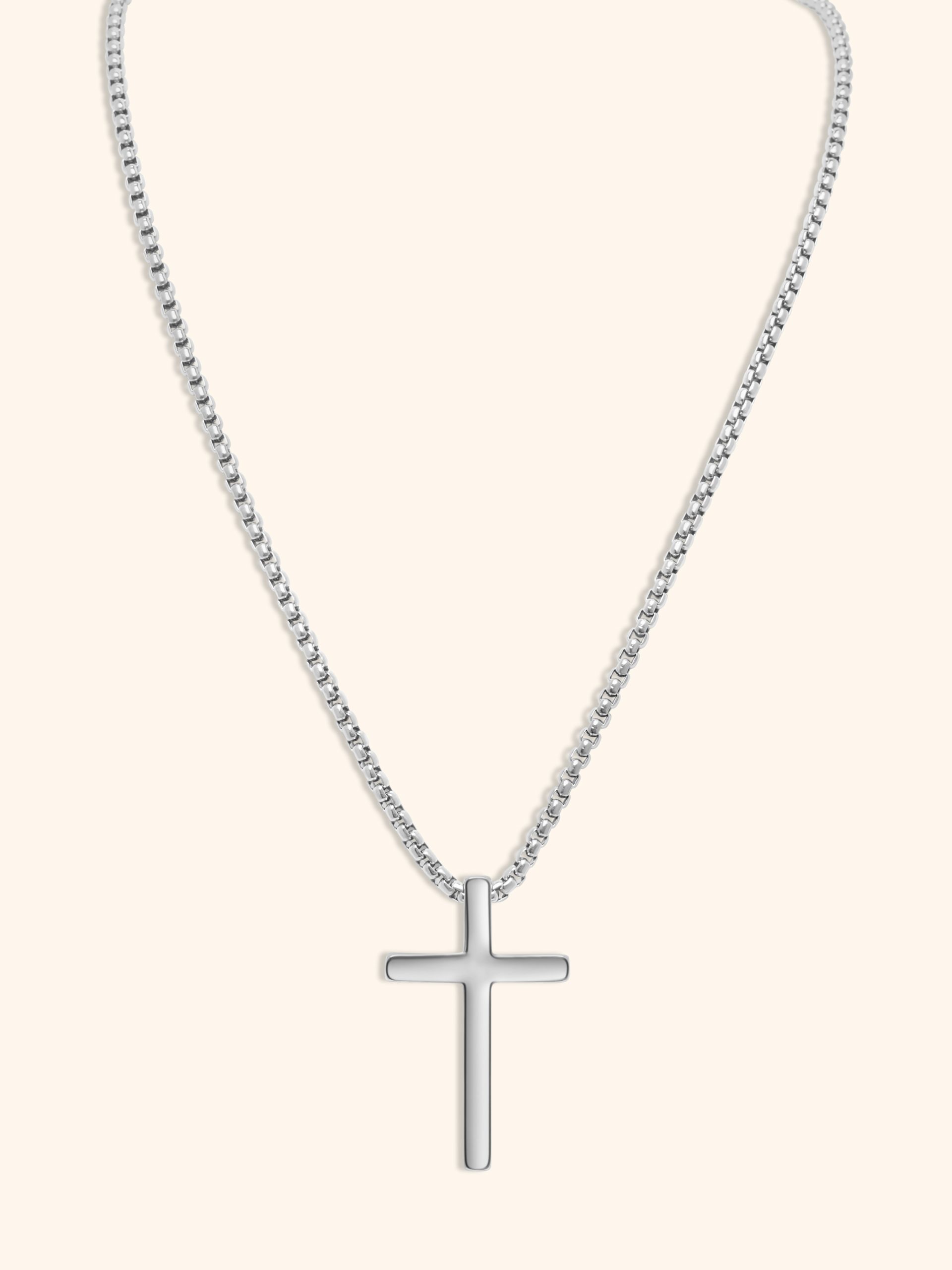 Collar Cruz Unisex Acero Plateado