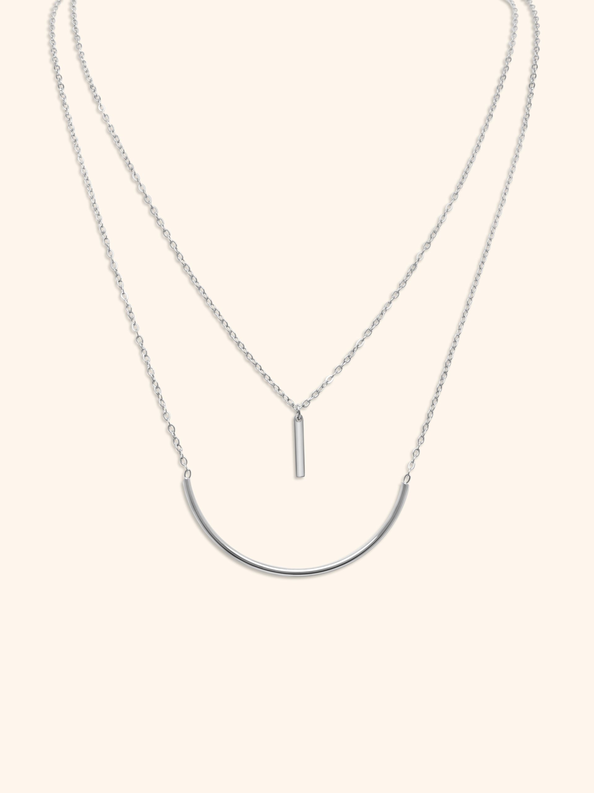 Collar Acero Doble Aura Plateado