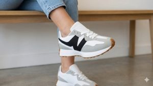 Zapatillas Deportivas Urbanas Blancas y Grises con Detalle Negro Transpirables y Cómodas para Uso Diario